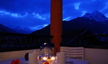 Evening ambience on the balcony in Matrei in Osttirol