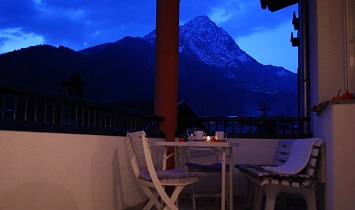 View to the mountains in Tyrol from the balcony in the Classic holiday apartments
