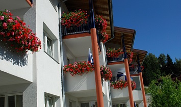 The south-west facing balcony in the Classic apartments